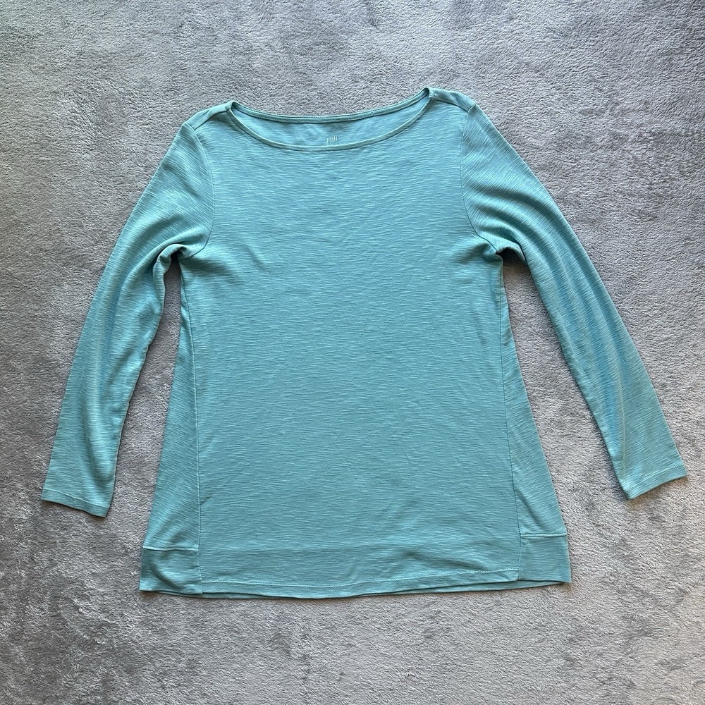 J.Jill‎ Pima Cotton Boat-Neck Tunic Petite M Blue Soft Minimalist Casual Comfort